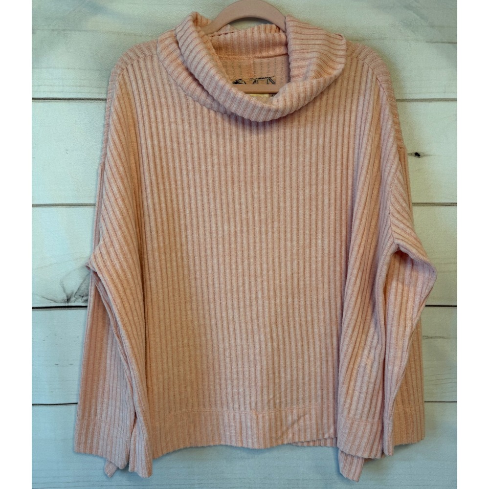 Maeve Anthropologie Pink Ribbed Cowl Neck Oversized Sweater Large